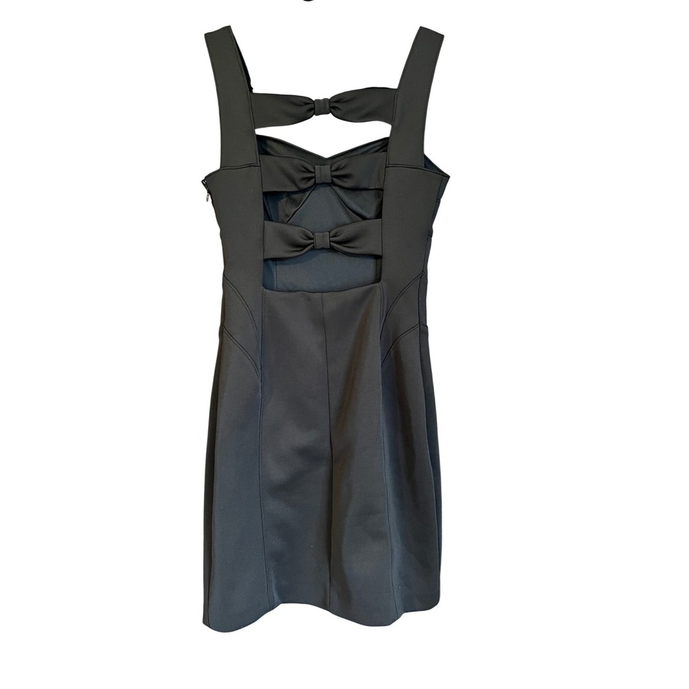 Guess‎ Black Bow Back Cutout Mini Dress Size 4 Bodycon LBD Scuba Sleeveless - Picture 9 of 15